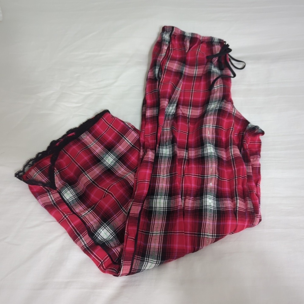 Victoria's Secret Women's Pajama Bottoms Pants Sz Small Plaid Pockets Drawstring - Picture 2 of 15